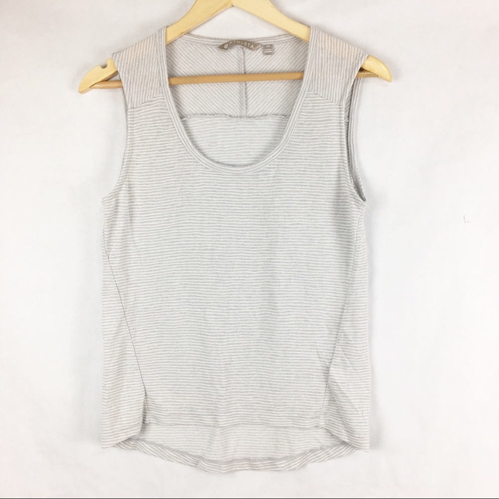 Athleta Grey and White Striped Tank Top Size XS